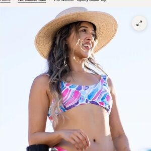 Kenny flowers watercolors THE WAIKIKI SPORTY BIKINI TOP